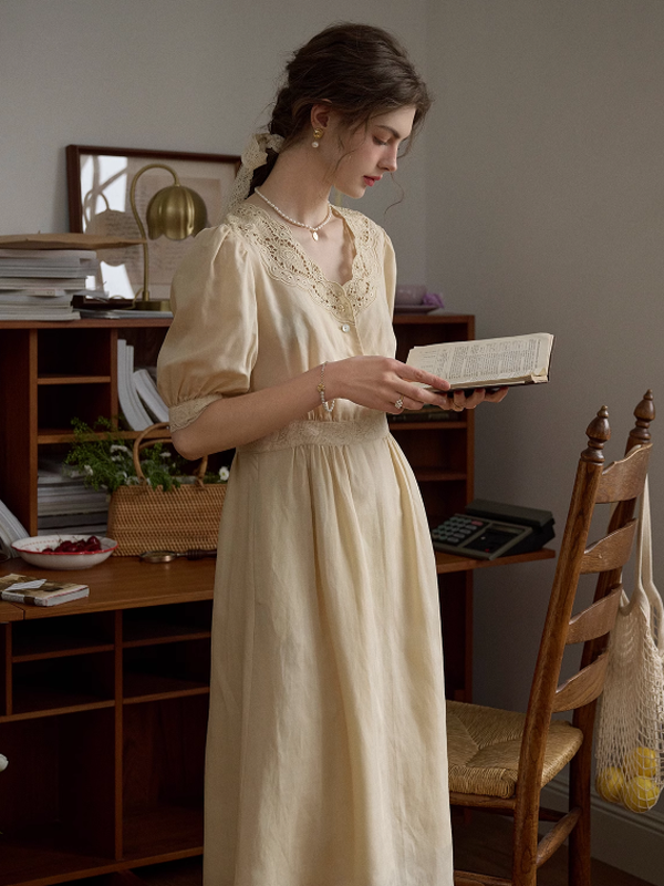 Ella's Cream Embroidery Dress