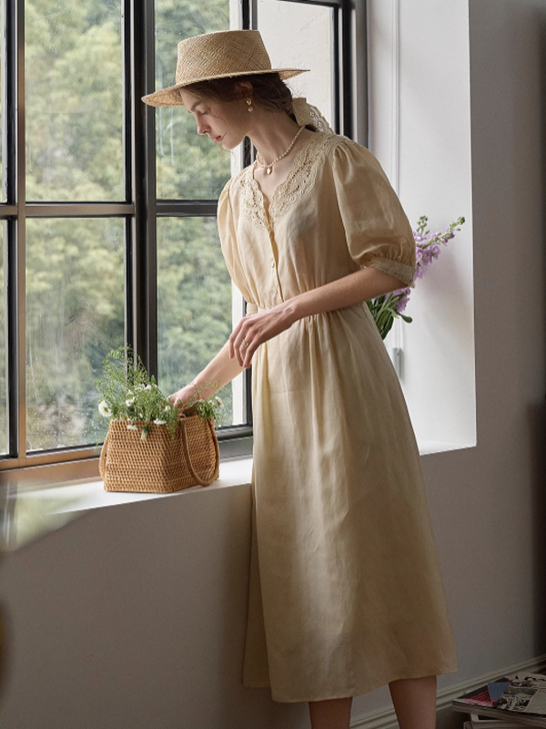 Ella's Cream Embroidery Dress