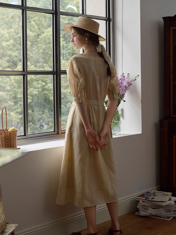 Ella's Cream Embroidery Dress