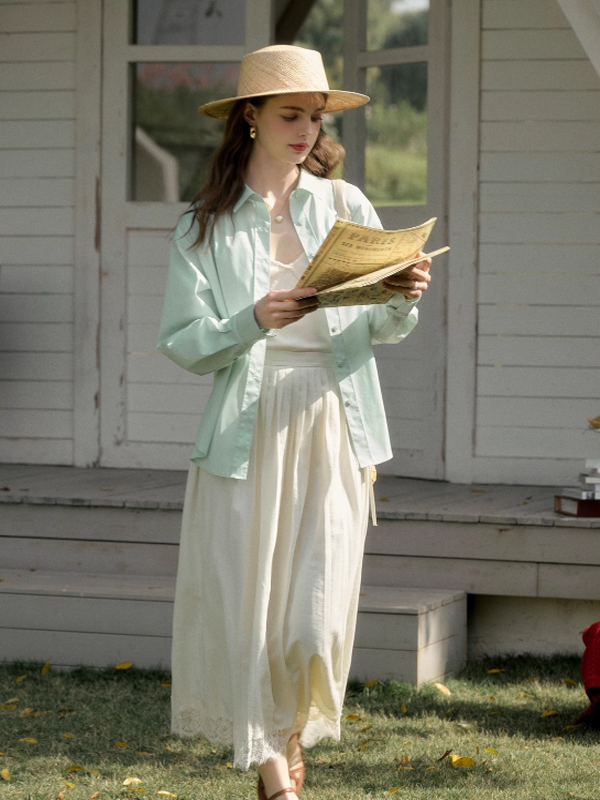 Emma's Blooming Pleats White Skirt