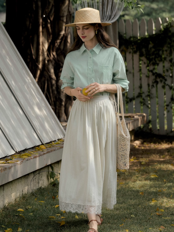 Emma's Blooming Pleats White Skirt