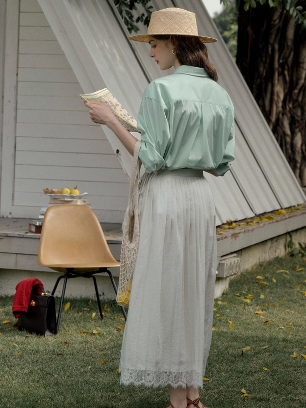 Emma's Blooming Pleats White Skirt