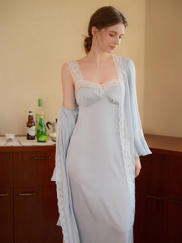 Elegant Whisper Sky Blue Nightgown