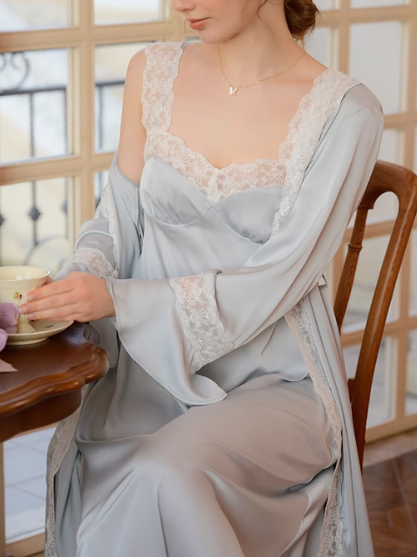 Elegant Whisper Sky Blue Nightgown