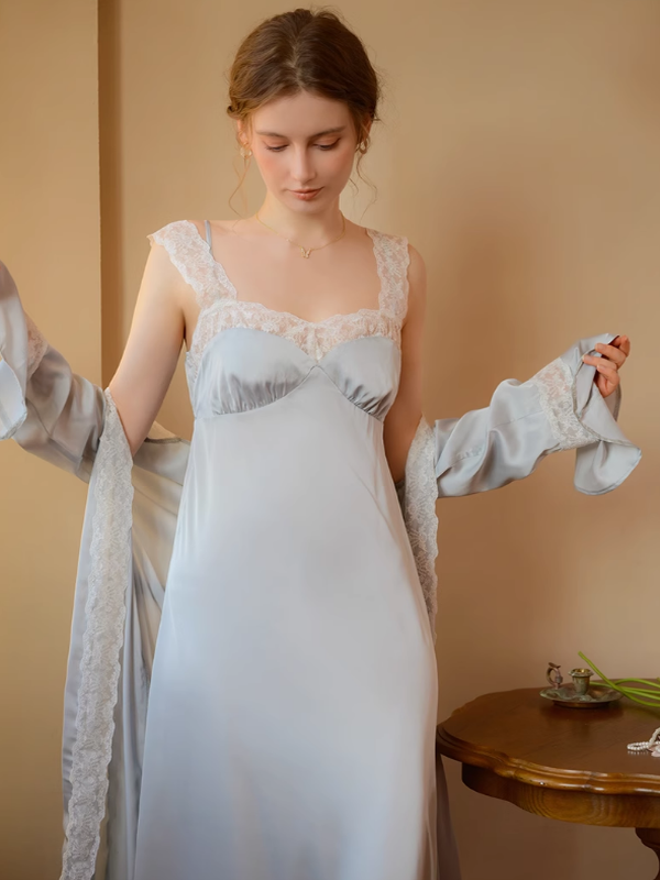 Elegant Whisper Sky Blue Nightgown