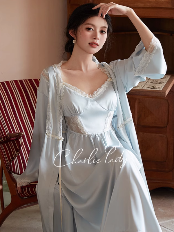 Silken Sky Princess Nightgown Set