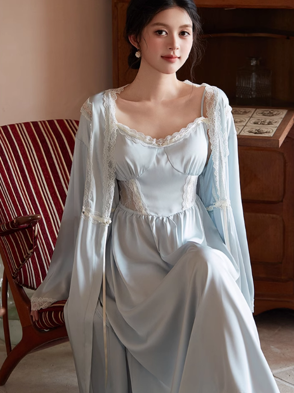 Silken Sky Princess Nightgown Set