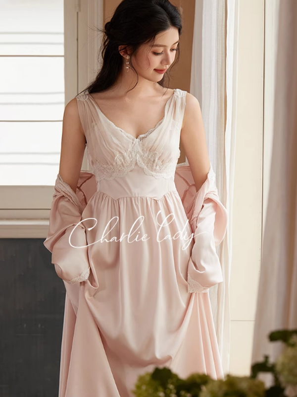 Ethereal Princess Pink Nightgown Set