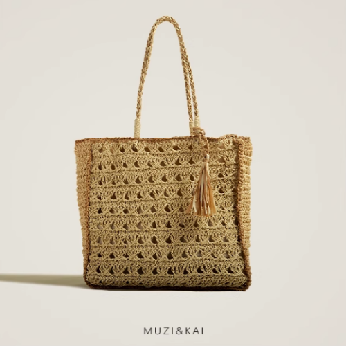 Natural Straw Woven Large Tote Bag