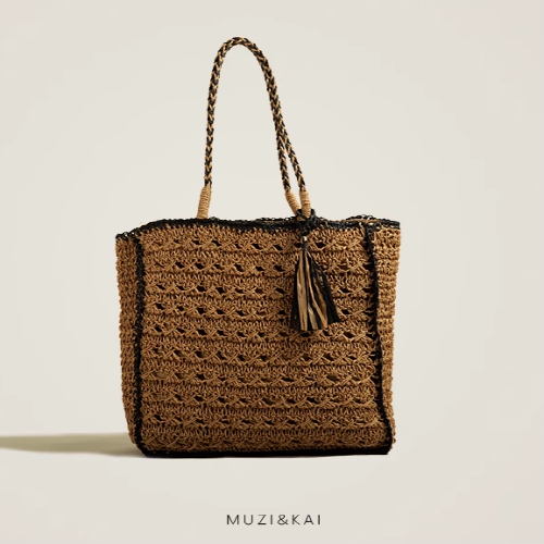 Natural Straw Woven Large Tote Bag