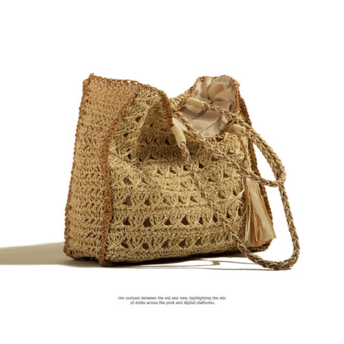 Natural Straw Woven Large Tote Bag