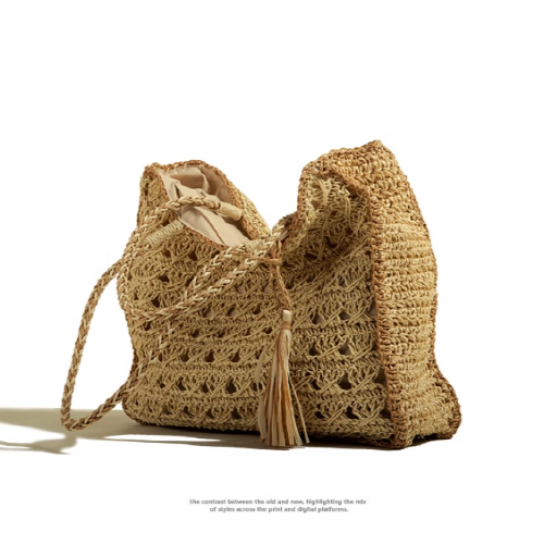 Natural Straw Woven Large Tote Bag