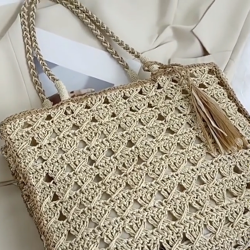 Natural Straw Woven Large Tote Bag