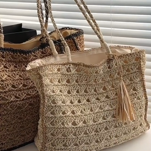 Natural Straw Woven Large Tote Bag