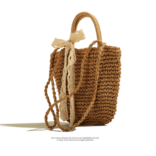 Summer Straw Shoulder Bucket Bag