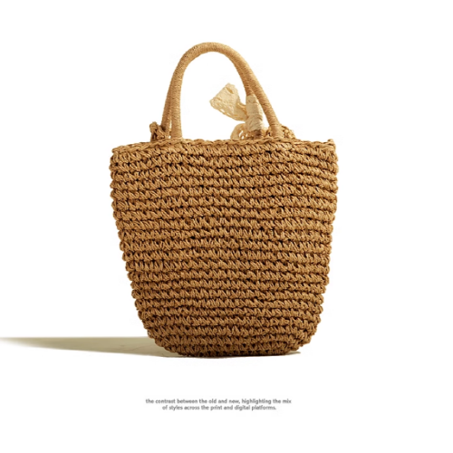 Summer Straw Shoulder Bucket Bag