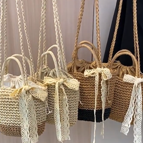 Summer Straw Shoulder Bucket Bag