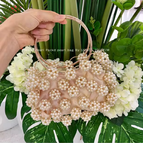 Vintage Beads Flower Fairy Zipper Handbag