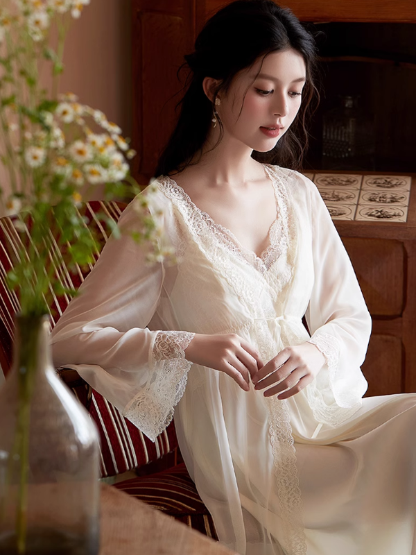 Aurora's Blush Dream Ivory Nightwear Set