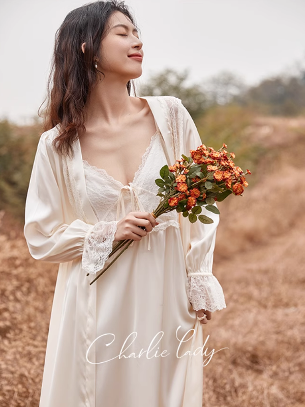 Elowen's Ethereal Ivory Nightgown Set