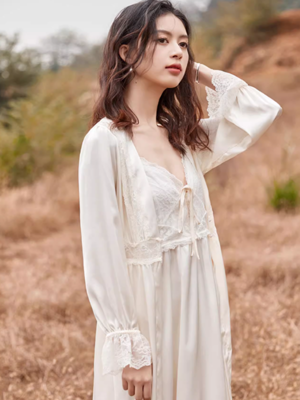 Elowen's Ethereal Ivory Nightgown Set