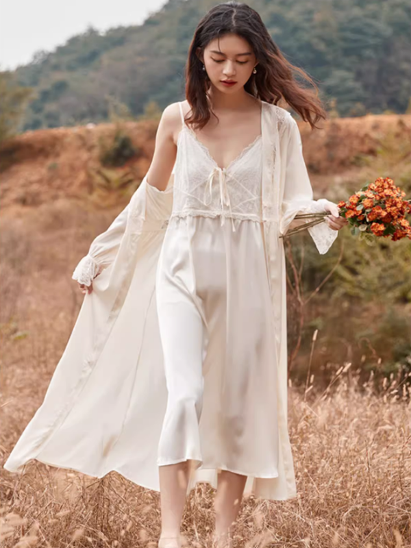 Elowen's Ethereal Ivory Nightgown Set