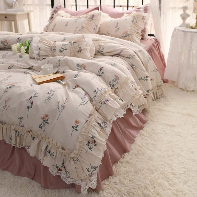 Retro Style Pastoral Floral Cotton Bedding Cover Set