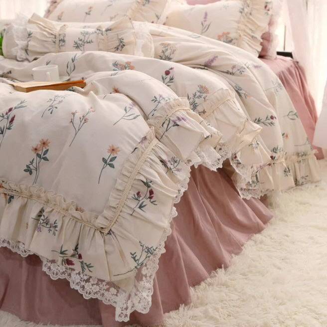 Retro Style Pastoral Floral Cotton Bedding Cover Set