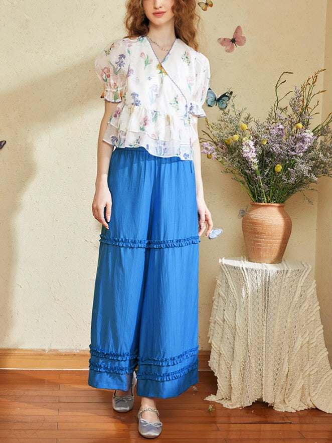 Azure Dream Wide-Leg Pants