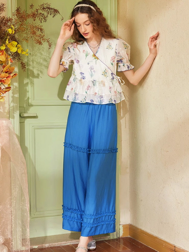 Azure Dream Wide-Leg Pants