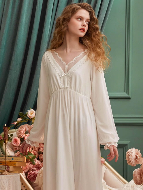 Dreamy Lace-Trimmed Princess Nightgown