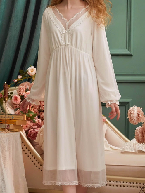 Dreamy Lace-Trimmed Princess Nightgown