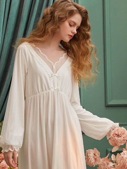 Dreamy Lace-Trimmed Princess Nightgown