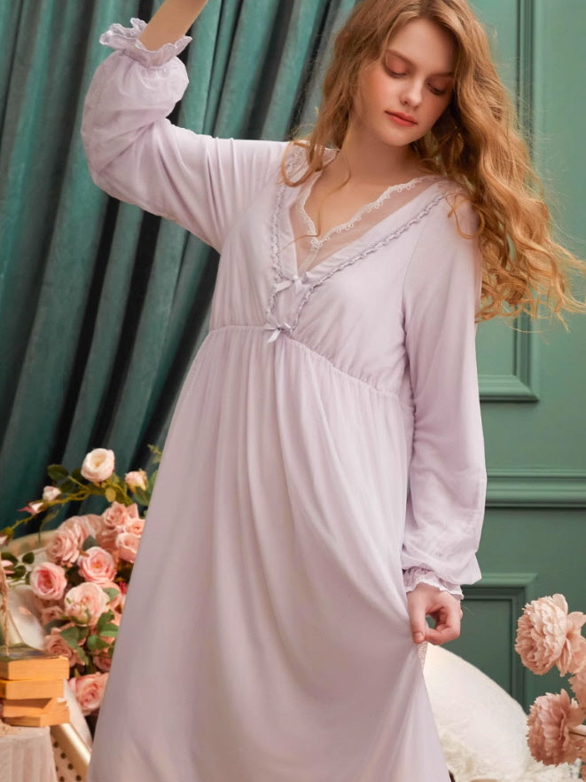 Dreamy Lace-Trimmed Princess Nightgown