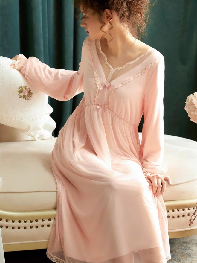 Dreamy Lace-Trimmed Princess Nightgown