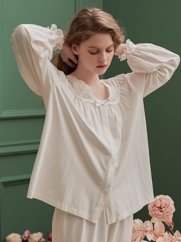 Ethereal Romance Lace Trim Pajama Set