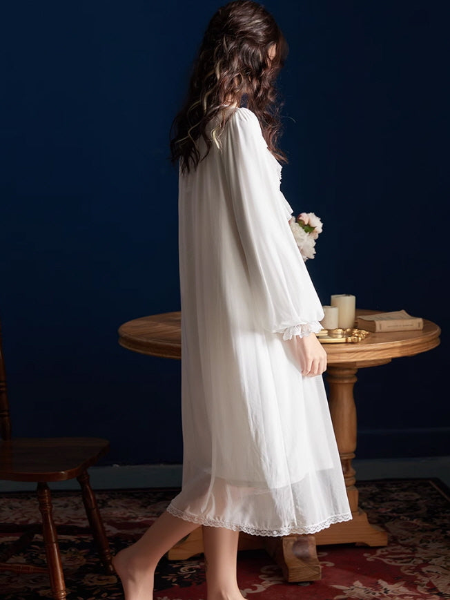 Moonlit Grace Lace-Trim Nightgown