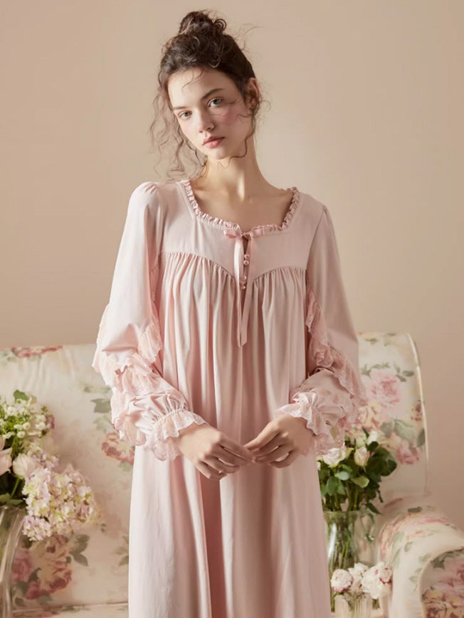 Blush Dreams Cotton Lace Nightgown