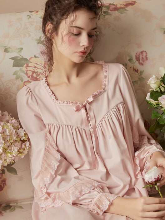 Blush Dreams Cotton Lace Nightgown