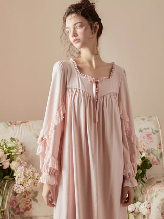 Blush Dreams Cotton Lace Nightgown