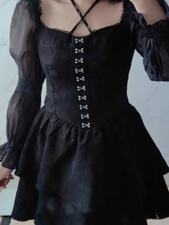 Gothic Romance Layered Mini Dress