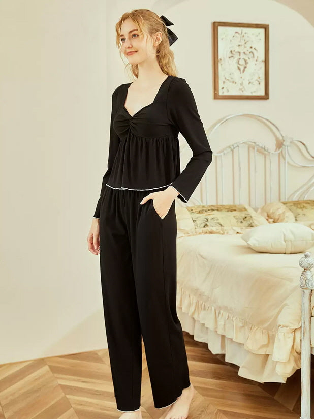 Nocturnal Elegance Black Loungewear Set