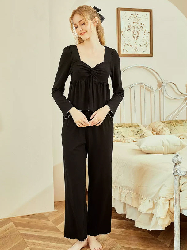 Nocturnal Elegance Black Loungewear Set