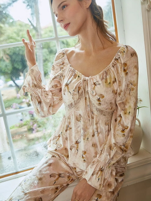 Dreamy Floral Velvet Loungewear Set