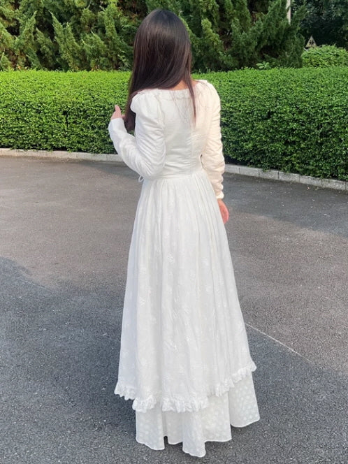 Princess Lace Vintage White Long Dress