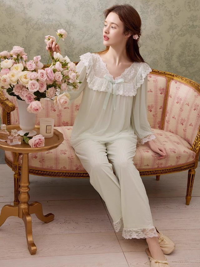 Serene Blossom Lace Pajama Set