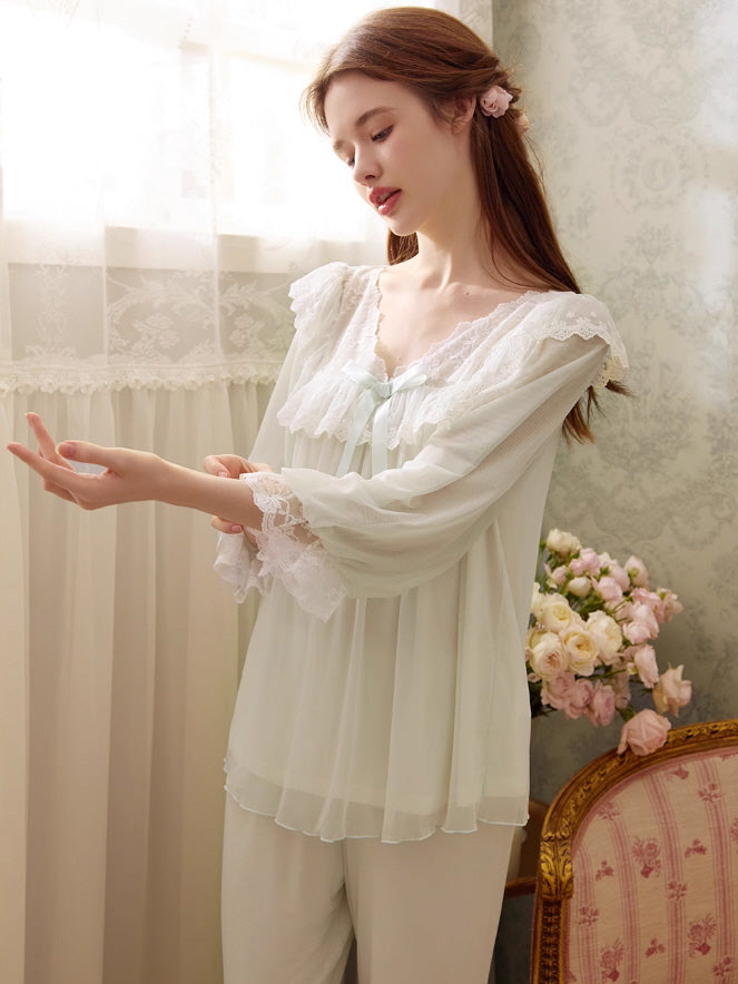 Serene Blossom Lace Pajama Set