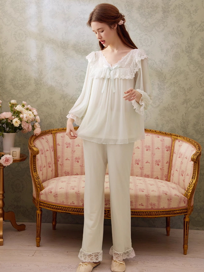 Serene Blossom Lace Pajama Set