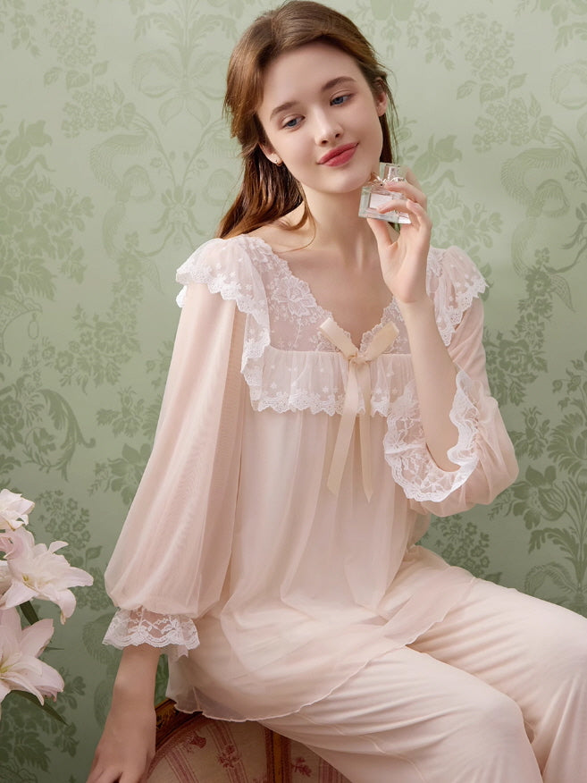 Serene Blossom Lace Pajama Set