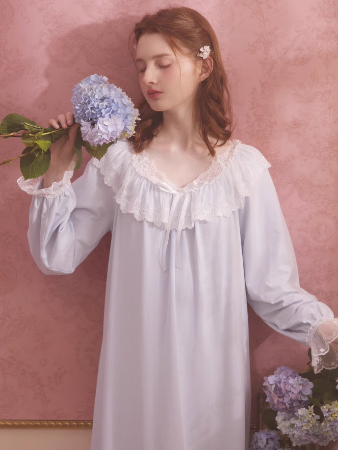 Soft Cotton Princess Lace Nightgown